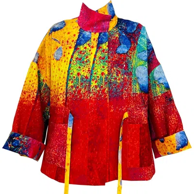 Maxjenny Women's Red / Yellow Square Boxy Jacket Print Red Yellow In Multi