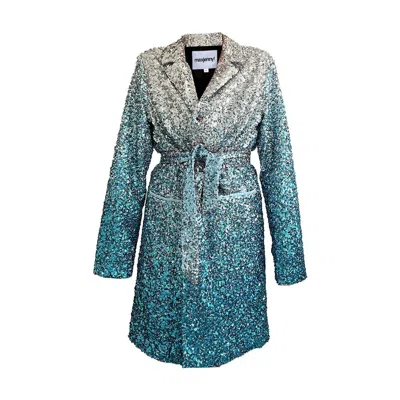 Maxjenny Women's Sequin Coat - Blue