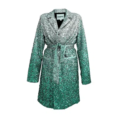 Maxjenny Women's Sequin Coat - Green In Multi