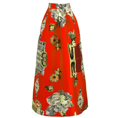 Maxjenny Women's Sicily Red, Long Skirt