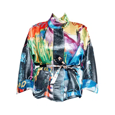 Maxjenny Women's Square Boxy Jacket - Street Art In Multi
