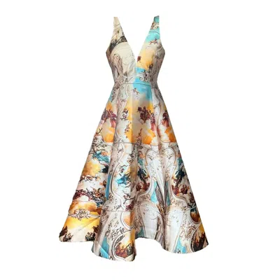 Maxjenny Women's White / Gold Evening Dress - Jubilee Sicily In Multi