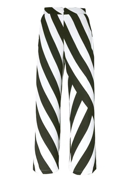 Maxjenny Women's Wide Slouchy Pants - Black & White