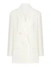 Maxmara Pianoforte Double Breasted Cady Blazer In White