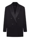 Maxmara Pianoforte Double Breasted Tuxedo Jacket In Black
