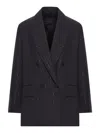 Maxmara Pianoforte Double-breasted Wool And Sequin Blazer In Black