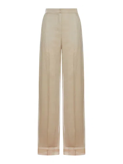 Maxmara Pianoforte Olivi Trousers In Silk Organza In Neutral