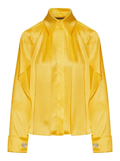 Maxmara Pianoforte Salice Silk Shirt In Yellow & Orange