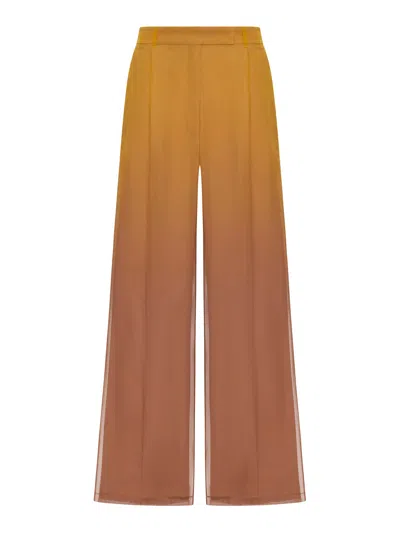 Maxmara Pianoforte Wide Leg Pants In Seta In Metallic