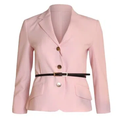 Maxmara Studio Cady Single Breasted Jacket With Belt In Pink