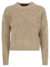 Maxmara Studio Ellade Boxy Wool And Cashmere Jumper With Sequins In Neutral