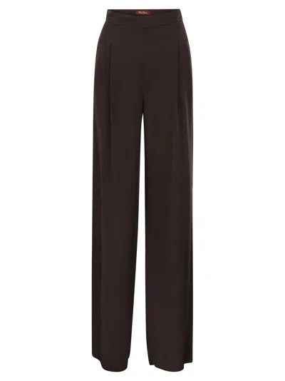 Maxmara Studio Msealpaca – Fluid Palazzo Trousers In Technical Crêpe In Brown