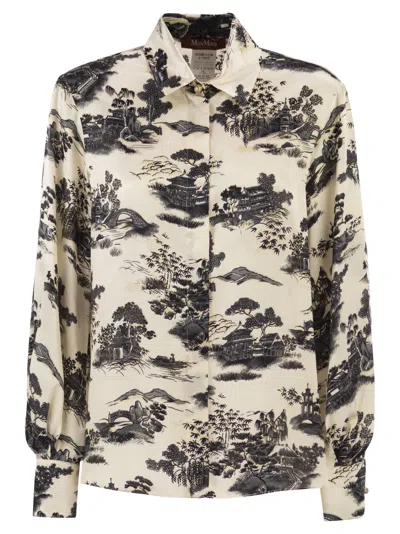 Maxmara Studio Msevetro Blouses With ‘toile De Jouy' Print In Black