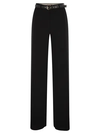 Maxmara Studio Mstamico – Wide Leg Palazzo Trousers With Belt In Black