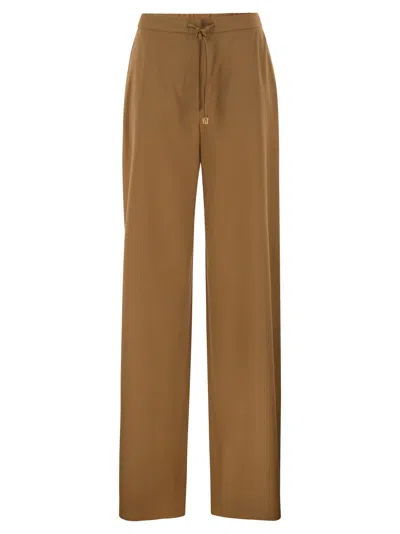 Maxmara Studio Mstcrisma Pure Virgin Wool Wide Leg Trousers In Caramel