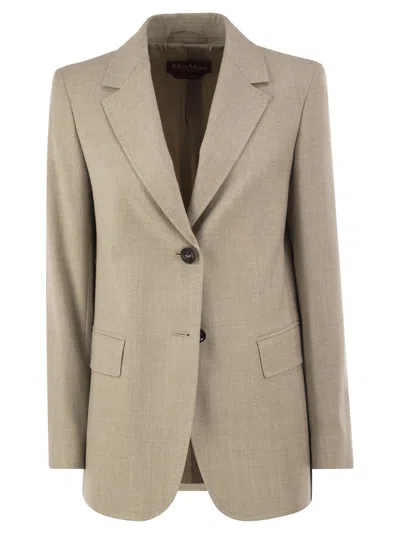 Maxmara Studio Mstedito Single Breasted Stretch Virgin Wool Blazer In Tortora