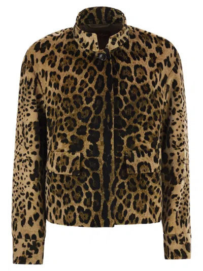 Maxmara Studio Mstedro – Cropped Animal Print Cotton Jacket