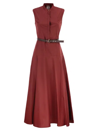 Maxmara Studio Mstgesto Cotton Poplin Circle Skirt In Red