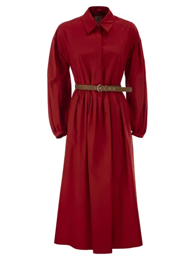 Maxmara Studio Mstmarmo Cotton Shirt Dress In Red