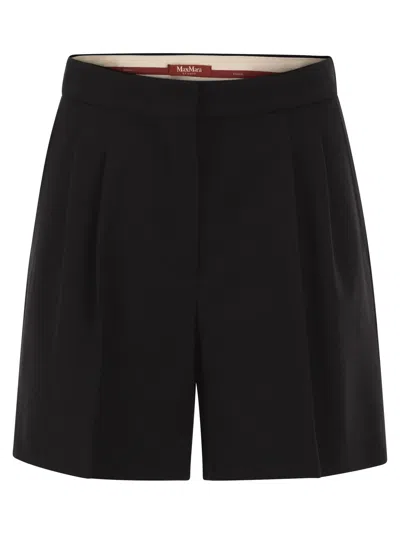 Maxmara Studio Mstragazza Tailored Pure Virgin Wool Bermuda Shorts In Black