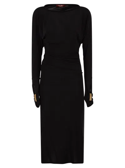 Maxmara Studio Mstsalvo - Draped Viscose Jersey Midi Dress In Black