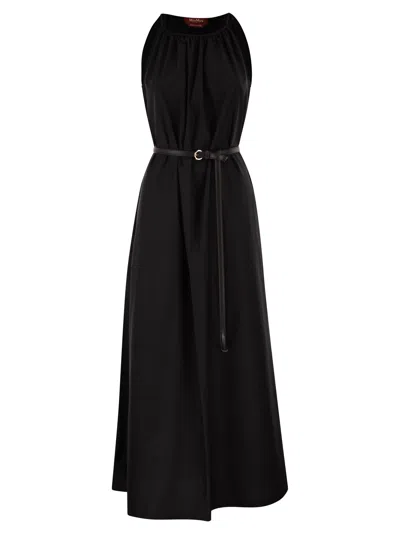 Maxmara Studio Mstzuppa Cotton Halterneck Maxi Dress With Belt In Black