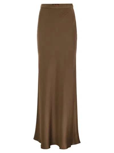 Maxmara Studio Rimini - Flowing Skirt In Envers Satin In Brown