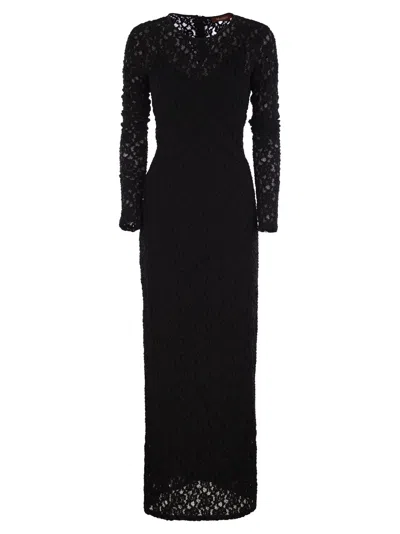 Maxmara Studio Sarta - Tight-fitting Cloqué Lace Dress In Black