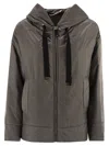 Maxmara The Cube Daria Drip Proof Canvas Padded Jacket With Hood In Gray