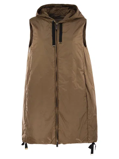 Maxmara The Cube Greengi - Drip-proof Canvas Waistcoat In Brown