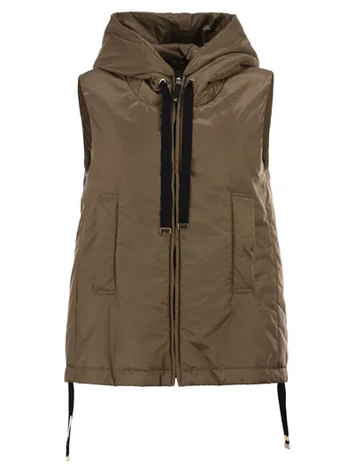 Maxmara The Cube Greengo Sleeveless In Drip Proof Technical Fabric In Brown