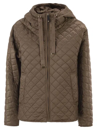 Maxmara The Cube Mtcgiorno Quilted Padded Jacket In Water Repellent Fabric In Brown