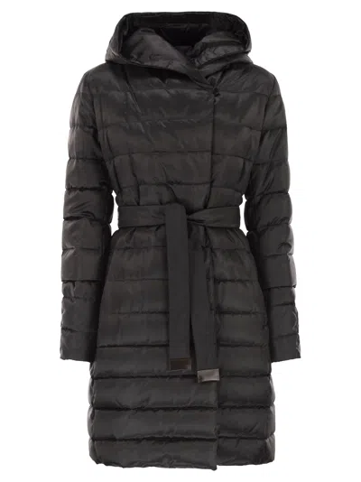 Maxmara The Cube Novef Reversible Down Jacket In Water Repellent Satin In Blue