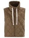 Maxmara The Cube Tegic Drip Proof Canvas Padded Waistcoat In Brown