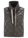 Maxmara The Cube Tegic Drip Proof Canvas Padded Waistcoat In Gray