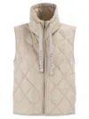 Maxmara The Cube Tegic Drip Proof Canvas Padded Waistcoat In Sand