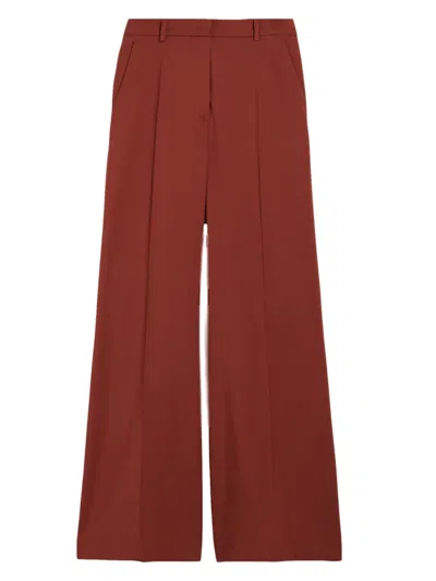 Maxmara Weekend Flared Woollen Trousers In Red