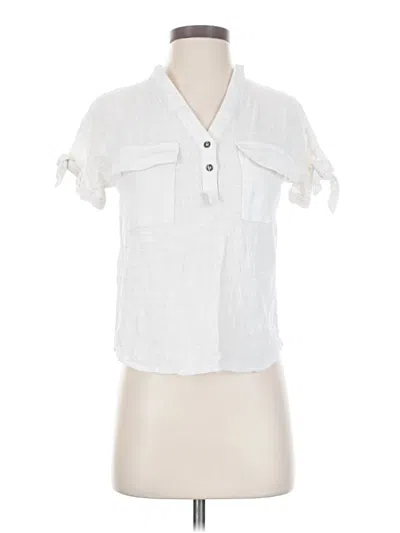 Pre-owned May Berries Short Sleeve Henley Shirt In White