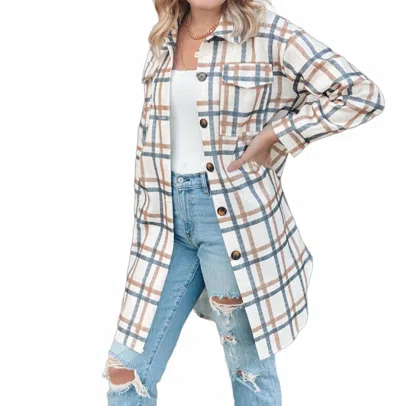 May Blue Mila Plaid Jacket In Ivory/ Charcoal/ Camel In Multi