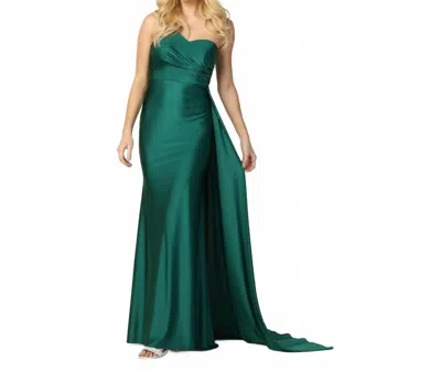 May Queen Couture One Shoulder Maxi Dress In Hunter Green