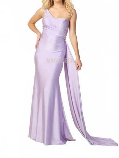 May Queen Couture One Shoulder Maxi Dress In Lilac In Blue