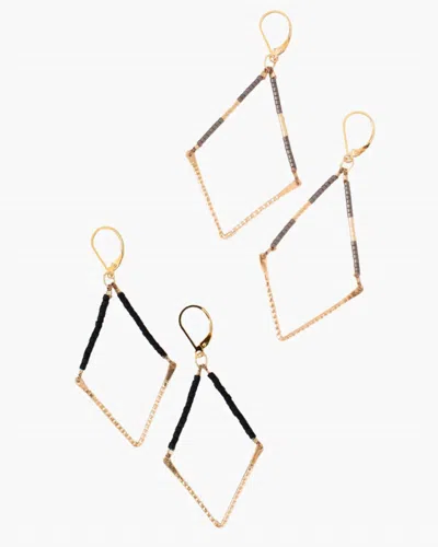 Maya Bauman Women's Beaded V Small Earrings In Black In Gold