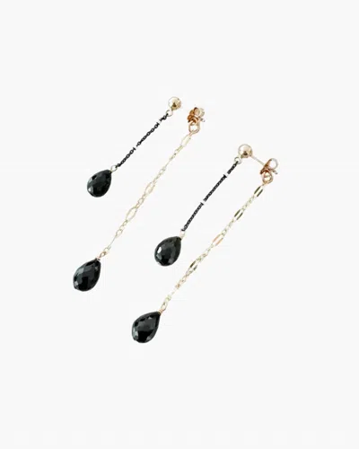 Maya Bauman Women's Double Trouble Gem Earrings In Mix Metal/ Black Garnet