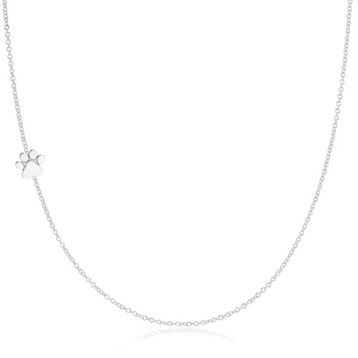 MAYA BRENNER WOMEN'S 14K GOLD ASYMMETRICAL CHARM NECKLACE - WHITE GOLD - PAW PRINT