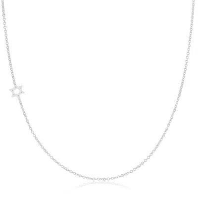 Maya Brenner Women's 14k Gold Asymmetrical Charm Necklace - White Gold - Star Of David In Gray