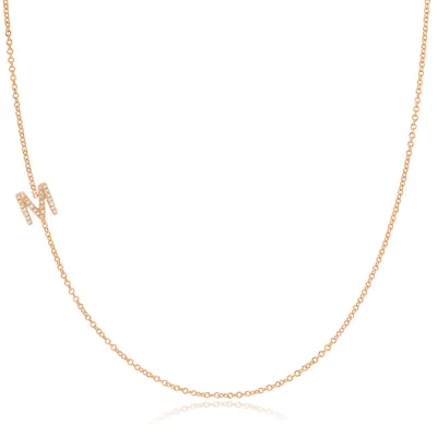 Maya Brenner Women's 14k Gold Asymmetrical Pavé Diamond Letter Necklace - Rose Gold - 16"
