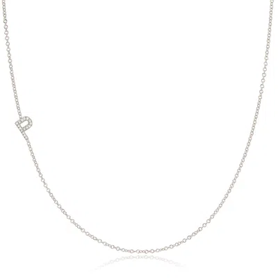Maya Brenner Women's 14k Gold Asymmetrical Pavé Diamond Letter Necklace - White Gold - 16" In Metallic