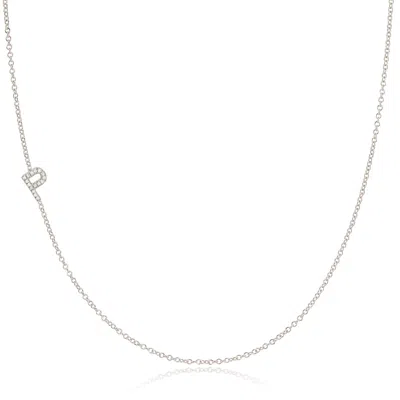 Maya Brenner Women's 14k Gold Asymmetrical Pavé Diamond Letter Necklace - White Gold - 16"