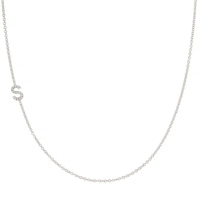 Maya Brenner Women's 14k Gold Asymmetrical Pavé Letter Necklace - White Gold - 18" In Metallic