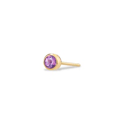 Maya Brenner Women's Birthstone Stud - Yellow Gold Amethyst - February